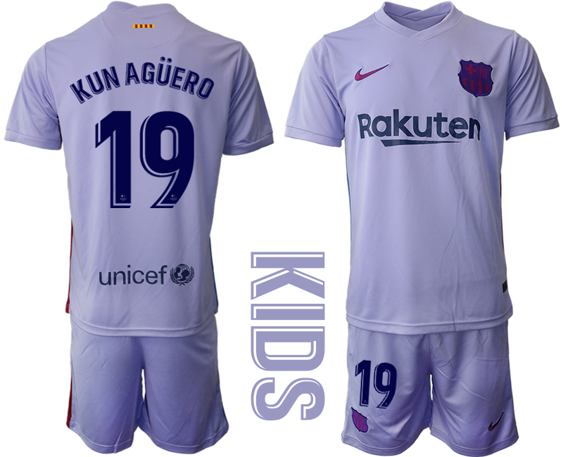 Youth 2021-2022 Club Barcelona away purple #19 Soccer Jersey->youth soccer jersey->Youth Jersey